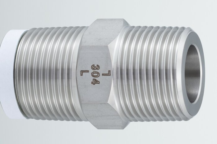 Hex Nipple Adapter, PT (Left-Hand Thread × Left-Hand Thread), High-Pressure Type