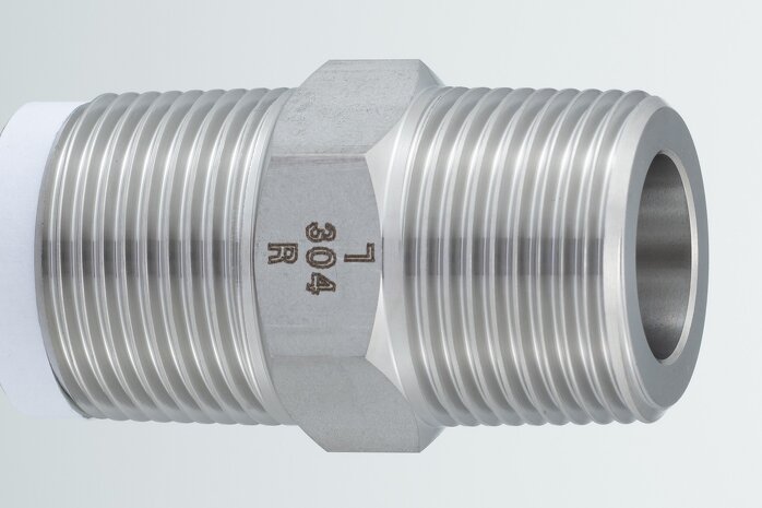 Hex Nipple Adapter, PT (Left-Hand Thread × Right-Hand Thread), High-Pressure Type